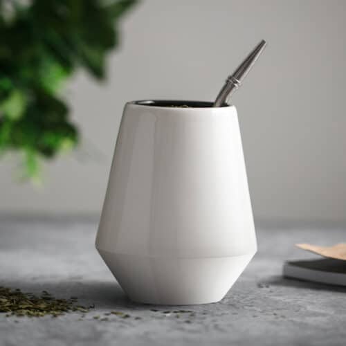 Kit Maté Débutant Complet – Calebasse Céramique 350-400 Ml + Bombilla Inox 19 Cm + Brosse, Marrón Rústico